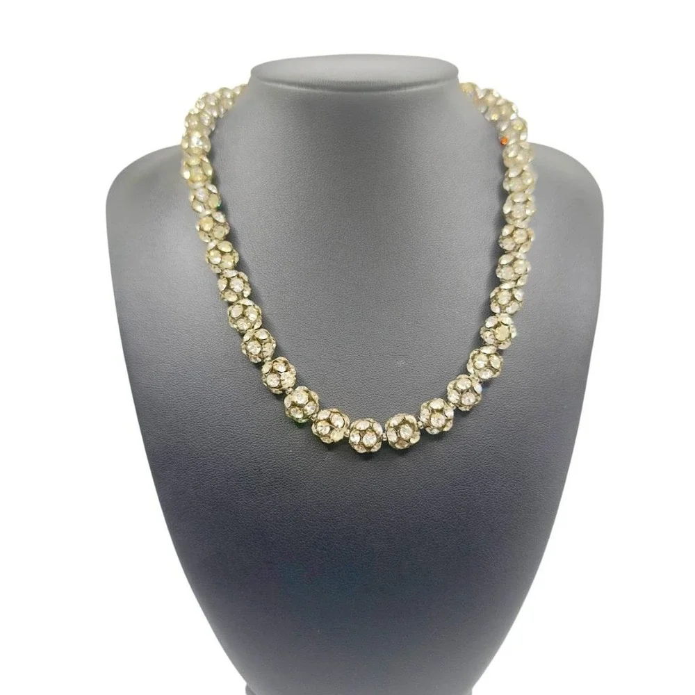 Vintage Rhinestone Necklace Disco Ball Style 16